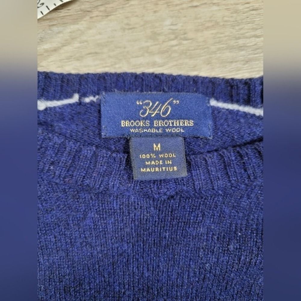 Washable Wool Brooks Brothers 346 Sweater M/ M Blue Crewneck LN - Picture 12 of 16